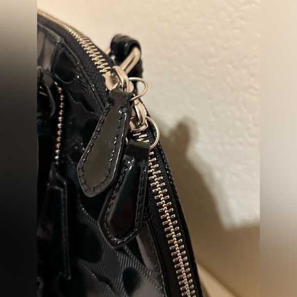 Coach Peyton Link C Embossed Patent Domed Satchel 32583 Black Charm & Key Cover - Picture 11 of 12